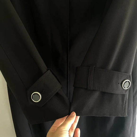 JONES New York Black Dressy  Lined Trench Coat Size 16 - Picture 4 of 15